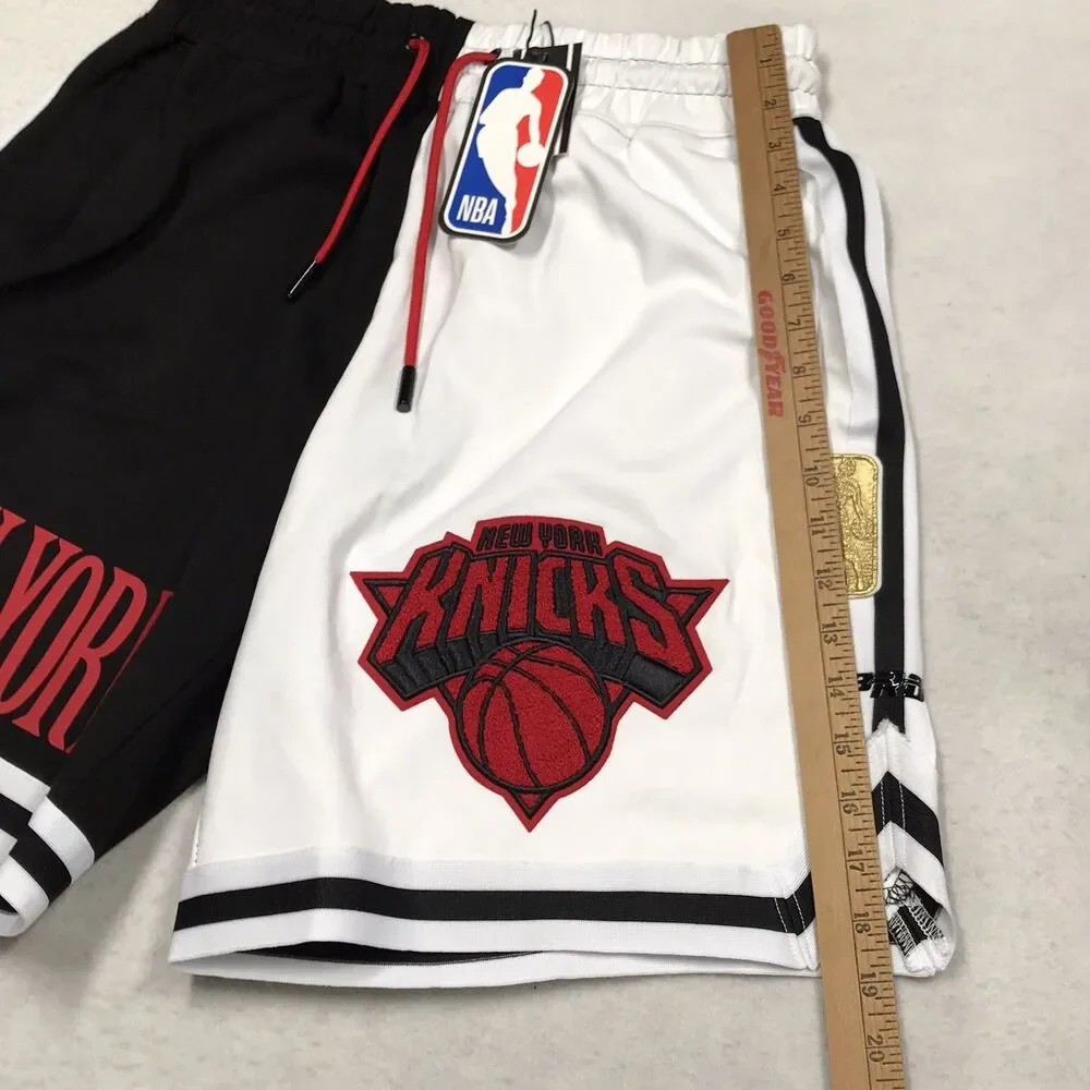 NWT PRO STANDARD NY Knicks Shorts Men L NBA Streetwear Patches Drawstring